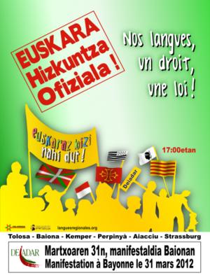 Un statut r�gional pour l�euskara � Communiqu� Deiadar